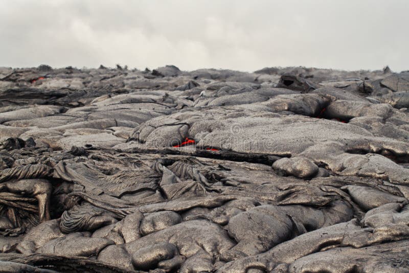 Flow of red hot lava