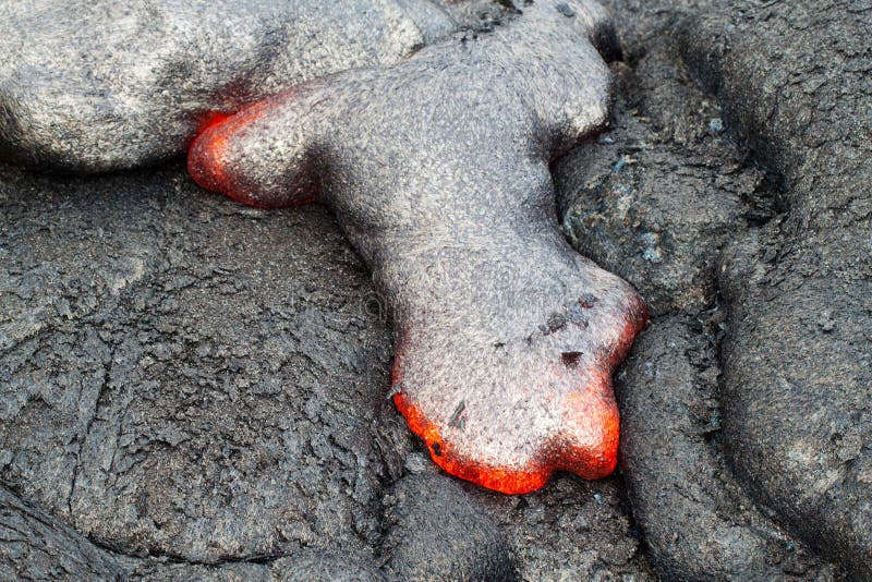 Flow of red hot lava