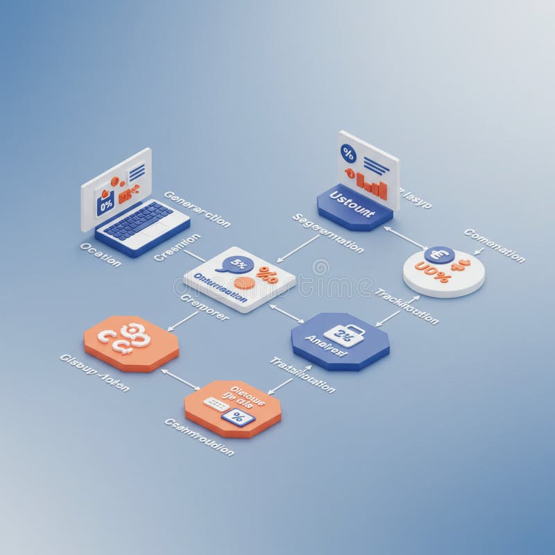 Flowchart depicting a conceptual framework in 3D style on a blue gradient stock illustration