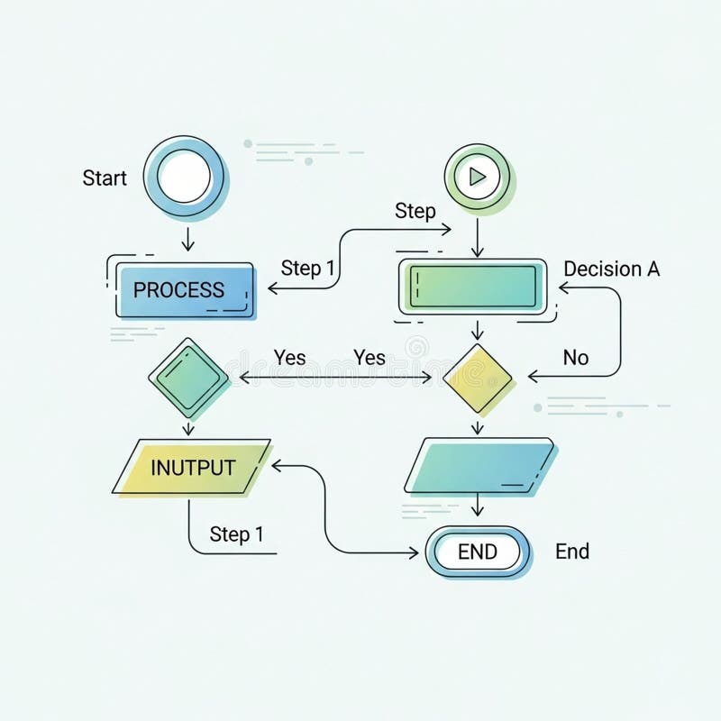 The chart visually illustrates a decision making process or workflow royalty free illustration
