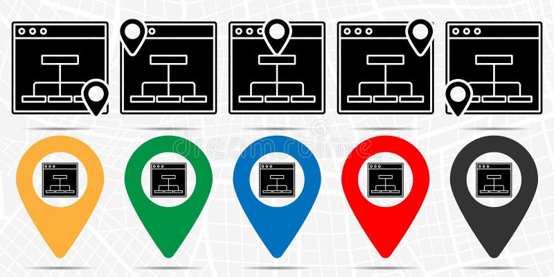 Flowchart, mapping icon in location set. Simple glyph, flat illustration element of web design development theme icons stock illustration Flowchart, mapping icon in location set. Simple glyph, flat illustration element of web design development theme icons stock illustration