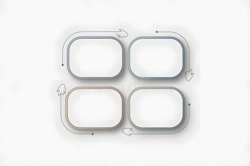 Flowchart template with four rounded rectangles arranged vector illustration