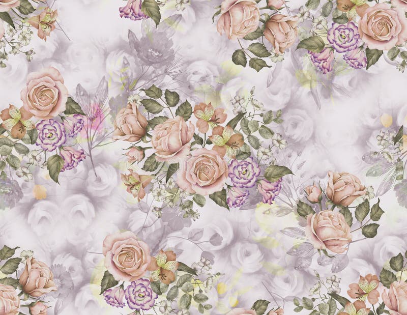 Flower allover pattern with digital background