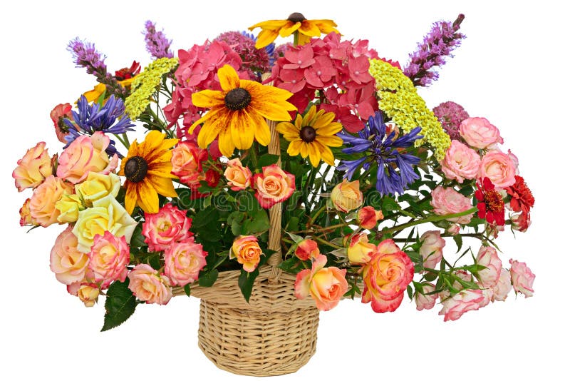 Flower Arrangement In A Basket Stock Image Image Of Baskets