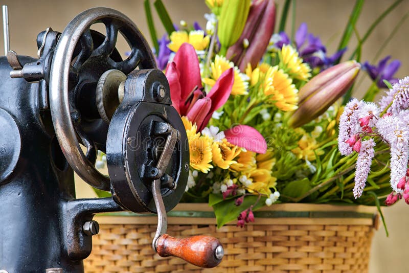 Flower Arrangement Sewing Machine Table Stock Photos Free & Royalty