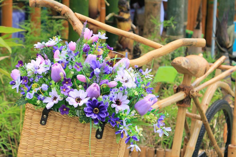 Flower basket on bamboo bike