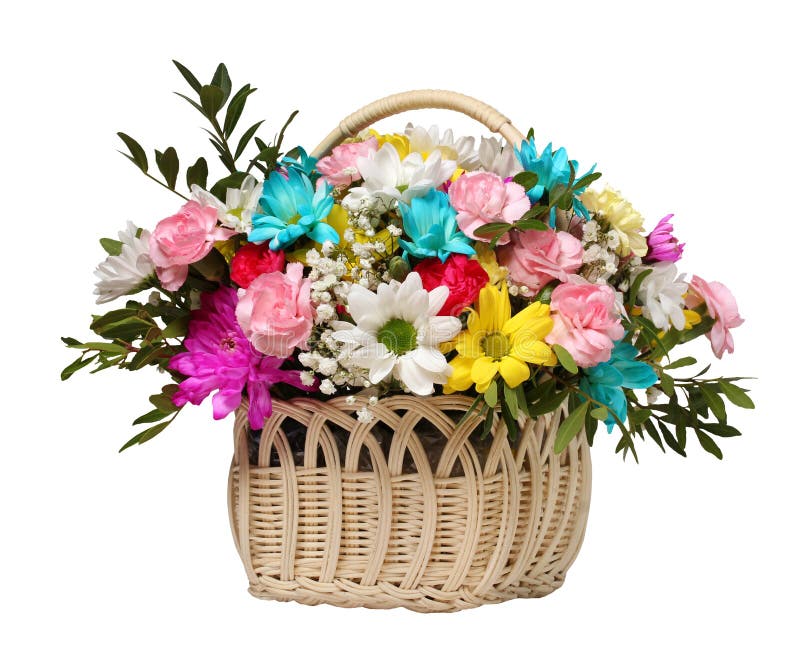Flower basket isolated on white background. stock photos Flower basket isolated on white background. stock photos