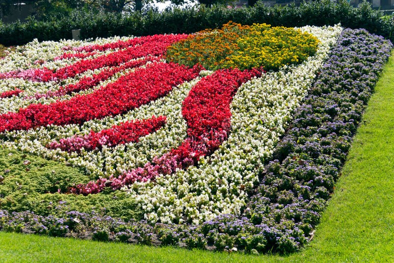 Flower Bed in Park,Lausanne,Lake Geneva,Switzerlan