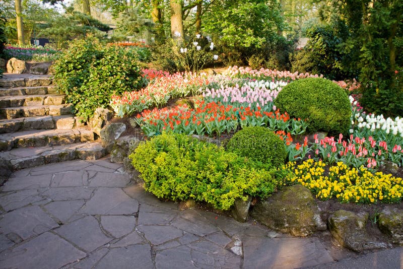 Flower beds in a park