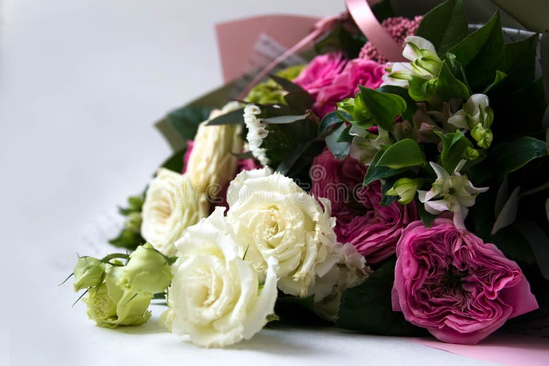 Flower birthday bouquet, on a white background, rose stock photos Flower birthday bouquet, on a white background, rose stock photos
