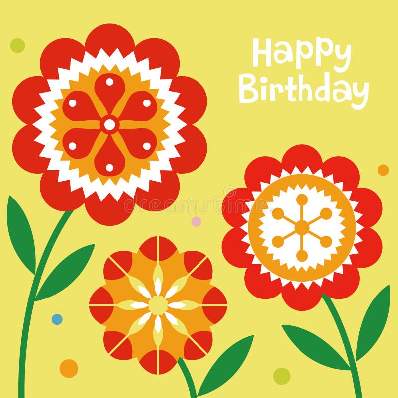 Flower Birthday Card Design Stock Vector Illustration of collection
