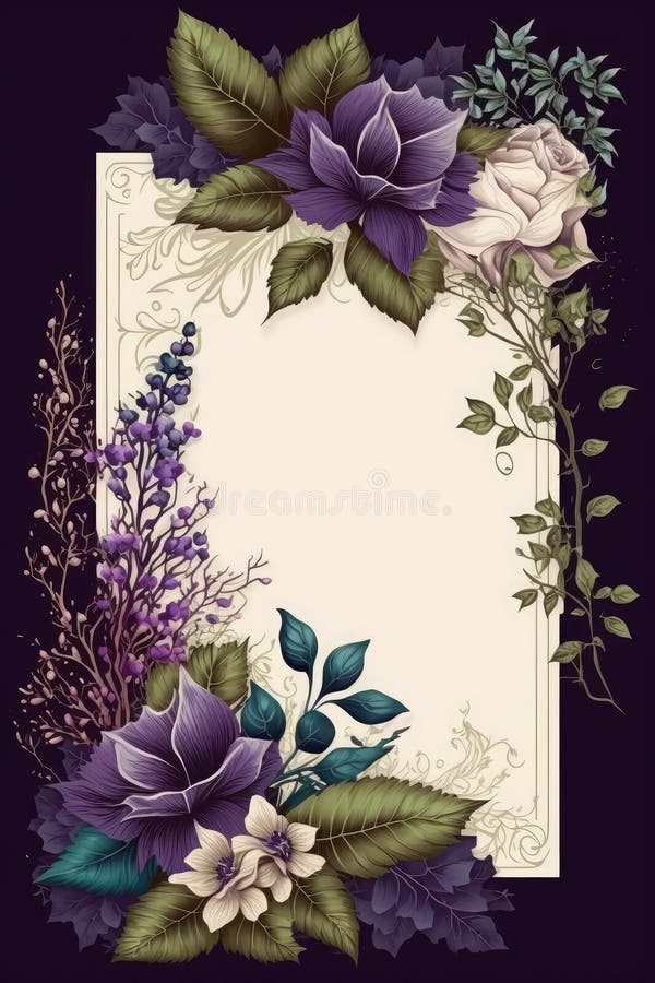 Flower Border and Eucalyptus Leaves Stock Illustration Illustration