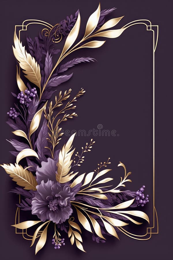 Flower Border and Eucalyptus Leaves Stock Illustration Illustration