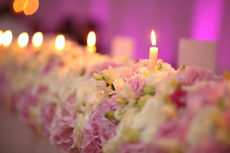 Flower Bouquet Decoration with Candles Stock Photo Image of romantic