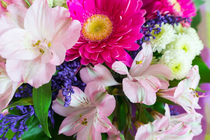 Flower Bouquet with a Lot of Different Flowers Stock Image - Image of ...