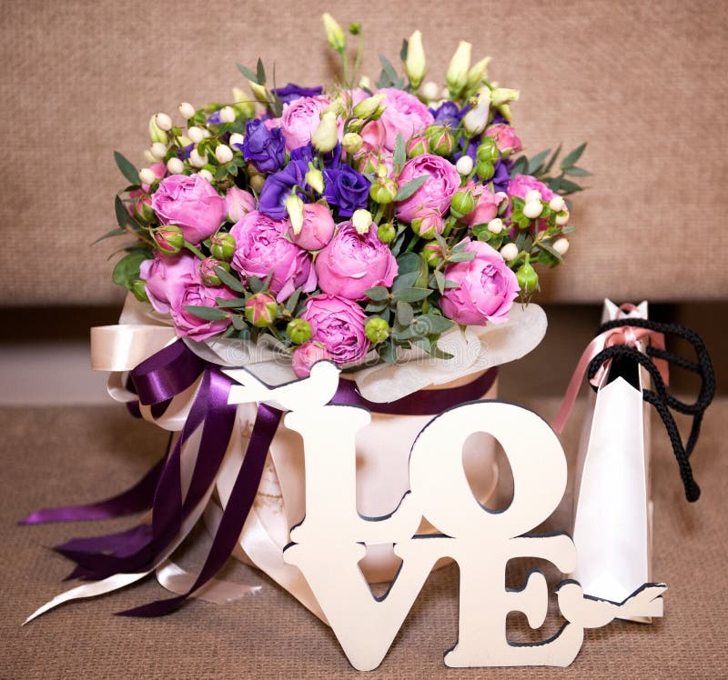 Flower Bouquet and Love Letters Stock Image Image of bunch, design