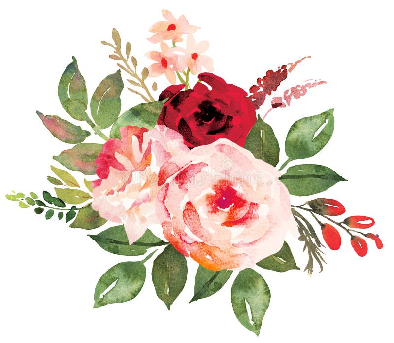 Flower Bouquet with Red an Pink Roses. Stock Illustration ...
