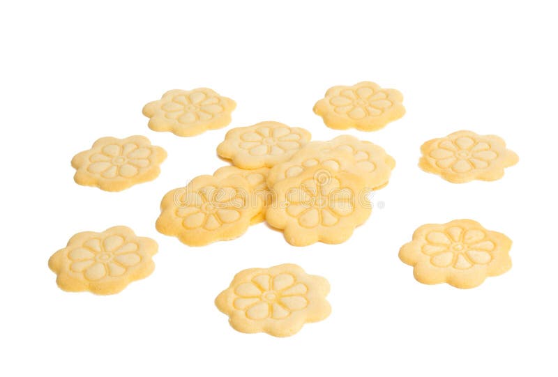 Flower Butter Cookies Isolated Stock Photo Image of bakery, pieces