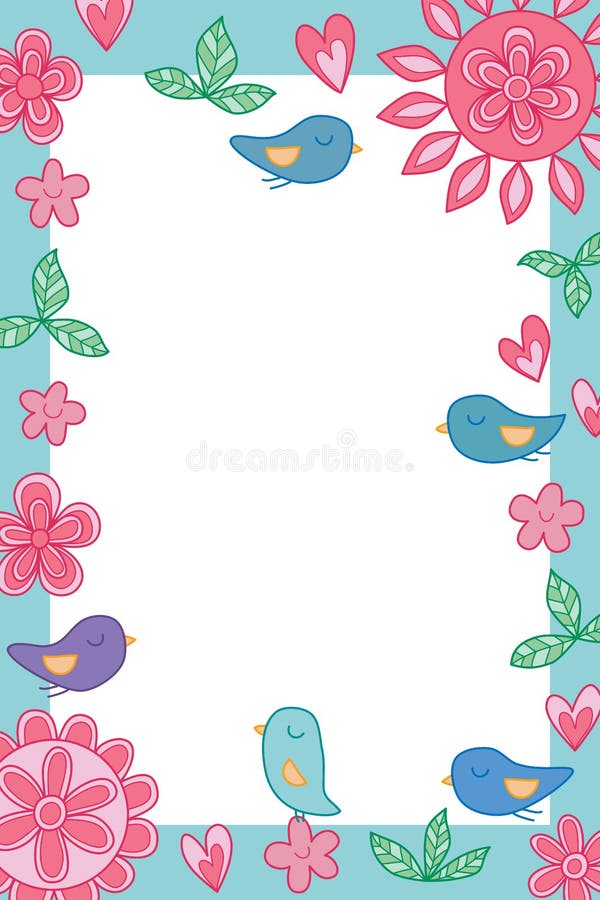 Flower circle flower bird love pastel pink color frame stock illustration Flower circle flower bird love pastel pink color frame stock illustration