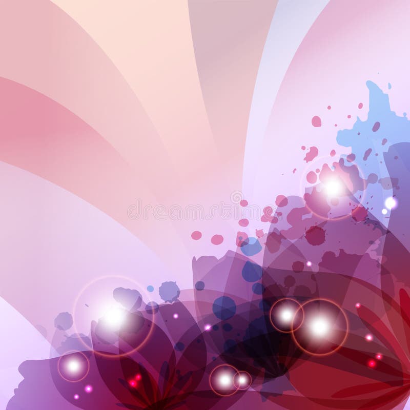 Flower in colorful ink splattered pink background stock illustration