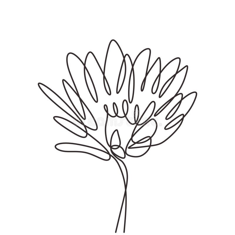 Flower continuous one line drawing vector minimalism lineart. Beauty symbol of art