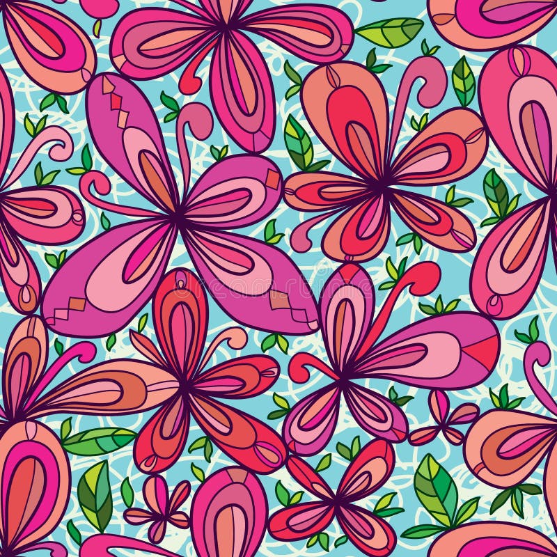 Flower cute drawing style leaves seamless pattern vector illustration Flower cute drawing style leaves seamless pattern vector illustration