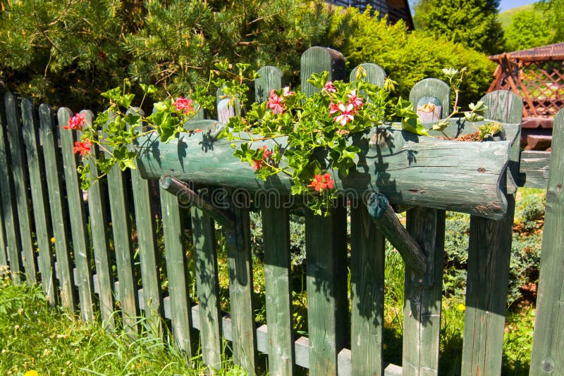 flower decoration and old wooden fence