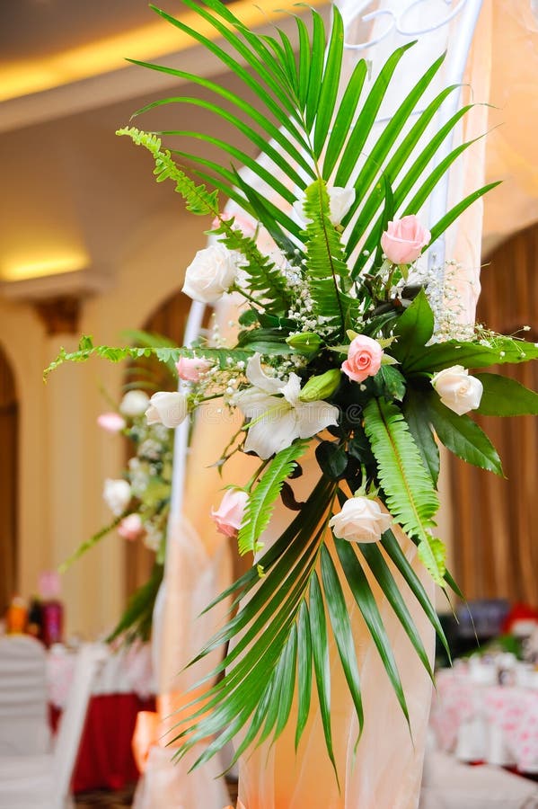 Flower Decoration of Wedding Banquet Hall Interior Stock Image Image