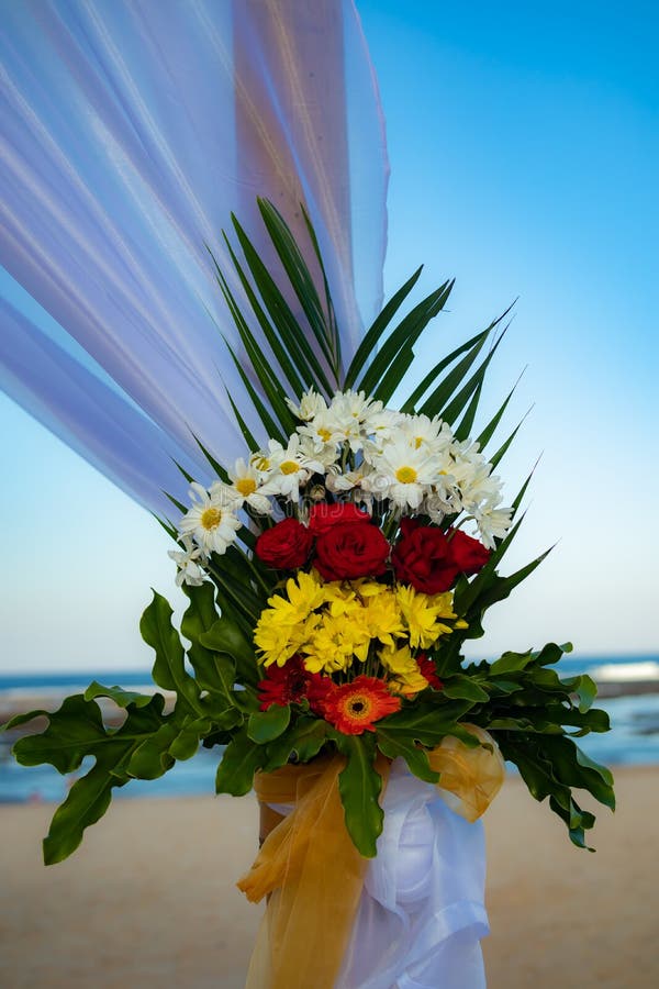 Flower Decoration At The Beach Wedding Stock Image Image of