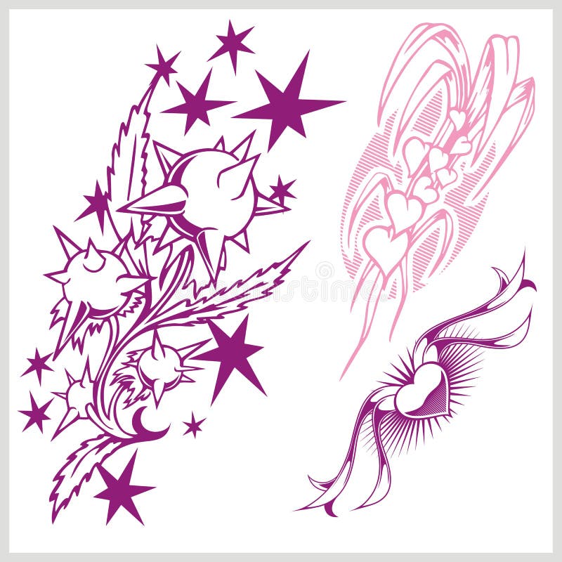 Flower Design for Tattoo. Vector Illustration. Stock Vector