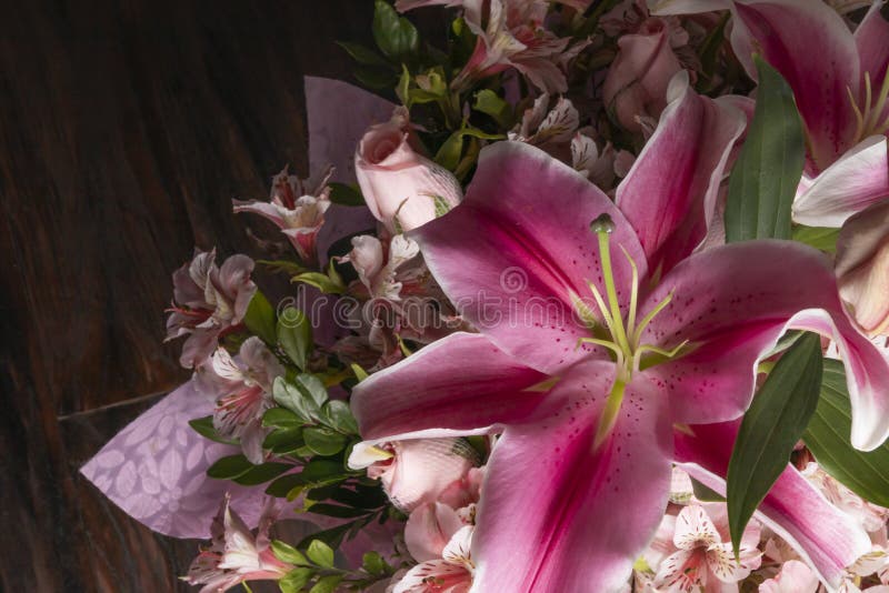 Flower Details of a Pink Flower Arrangement. Set of Pink Flowers and  Details. Stock Image - Image of green, alstroemeria: 205864265