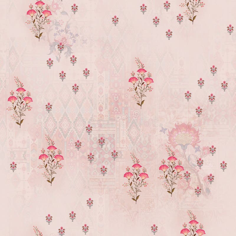 Flower digital print pattern background royalty free illustration