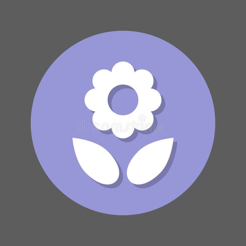 Flower flat icon. Round colourful button, circular vector sign with shadow effect. Flat style design.