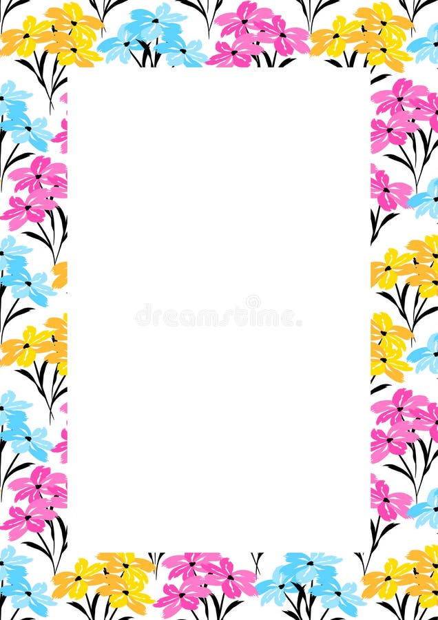 Flower Frame Border Size A4, Format A4. Floral Pattern. Cute Floral