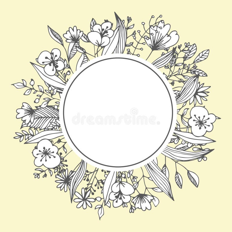 Flower frame greeting card template floristic decor vector illustration Flower frame greeting card template floristic decor vector illustration