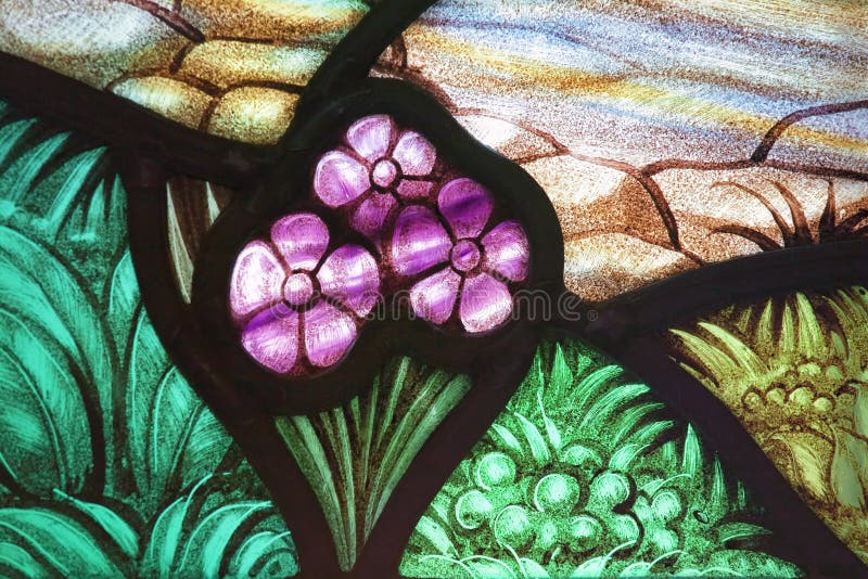 Flower garden in a stained glass window. From St. Paul's Church (1749), Halifax, Nova Scotia. Flower garden in a stained glass window. From St. Paul's Church (1749), Halifax, Nova Scotia.