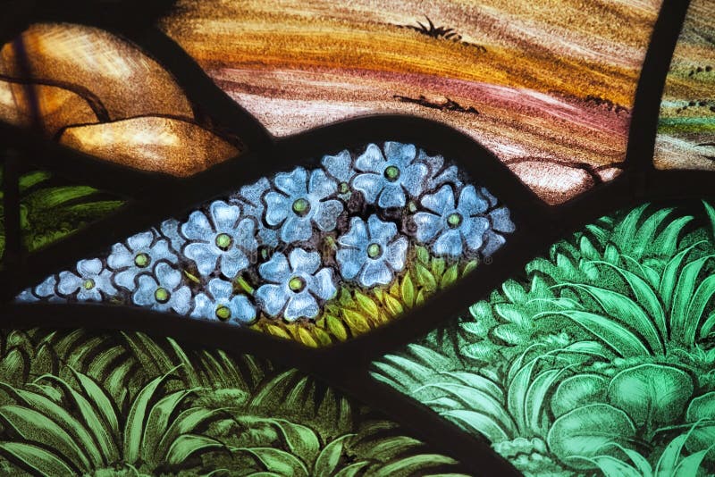 Flower garden in a stained glass window. From St. Paul's Church (1749), Halifax, Nova Scotia. Flower garden in a stained glass window. From St. Paul's Church (1749), Halifax, Nova Scotia.