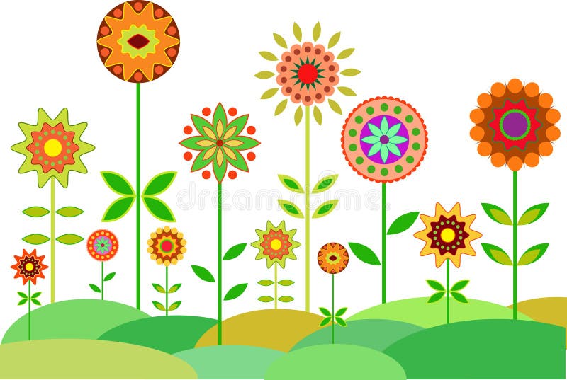 Flower Garden Vector, Garden Illustration Stock Illustration