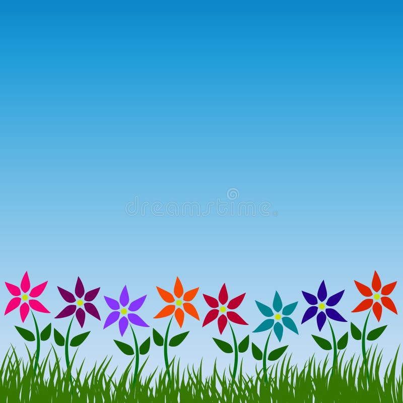 Flower Garden Vector Pattern Floral Nature Background Design in Spring or  Summer with Colorful Flowers Green Grass Leaves and Blue Stock Vector -  Illustration of graphic, blue: 94769553