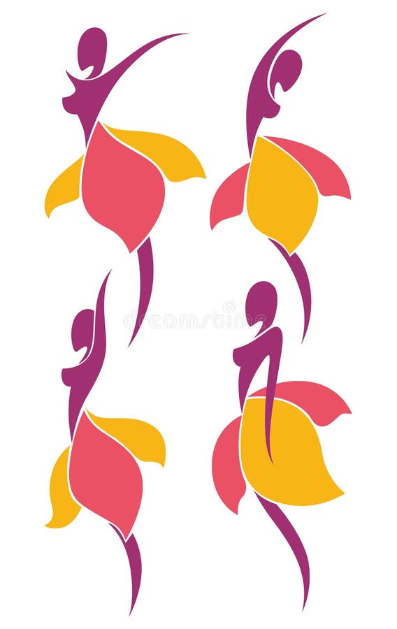 Fashionable Girls Look Like Flowers Stock Illustrations 2 Fashionable