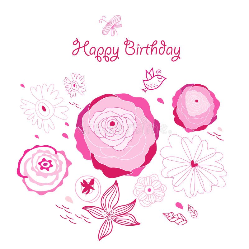 Happy Birthday red roses bouquet Vector. Vintage floral gift box with bow  decor Stock Vector by ©inagraur.ymail.com 194978756