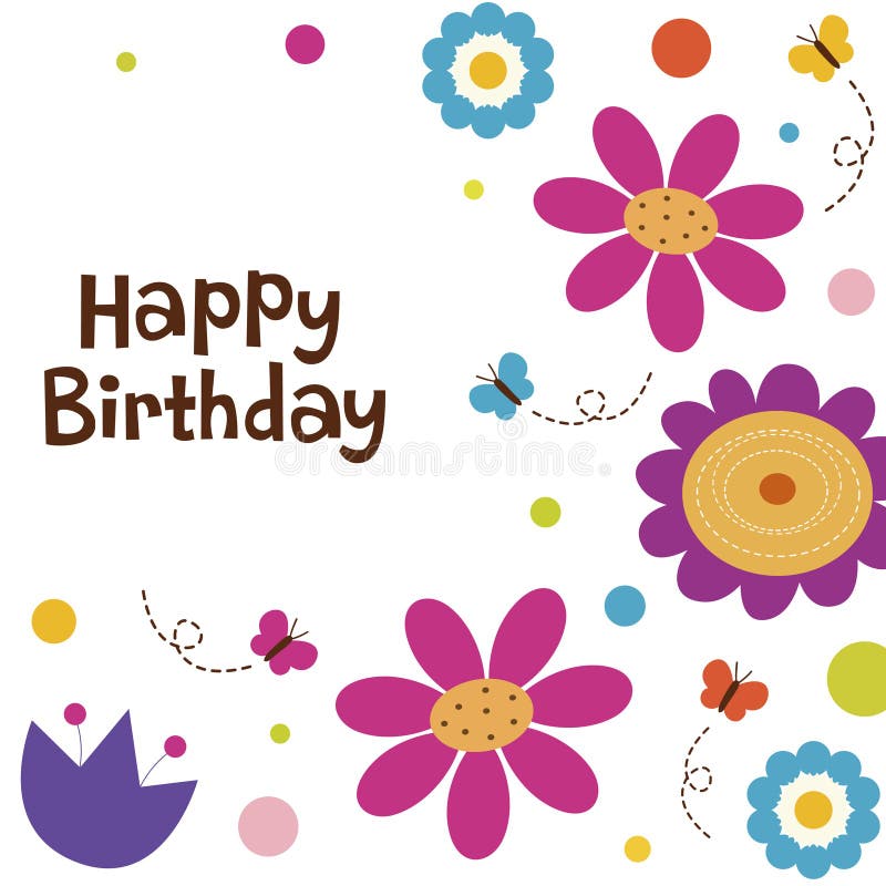 Happy Birthday Card with Flowers Stock Vector - Illustration of ...