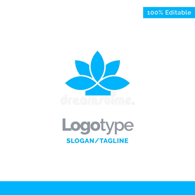 Flower, India, Lotus, Plant Blue Solid Logo Template. Place for Tagline Stock Vector