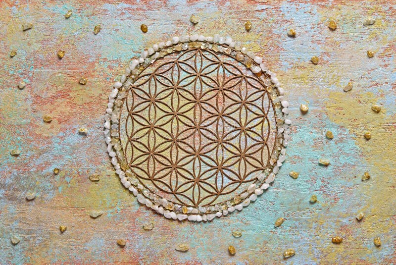 Flower of life laser cut on rainbow painted wall