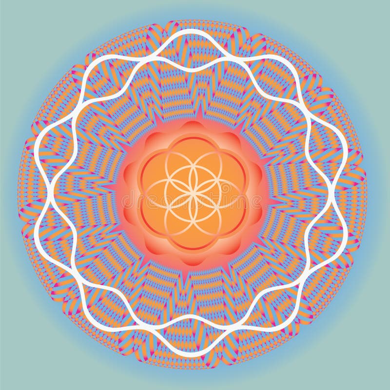 Flower of life seed spring blue mandala