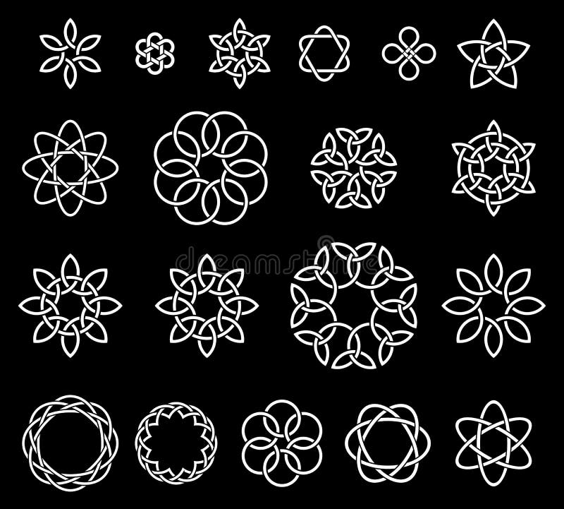 19 Flower-like knots collection stock illustration