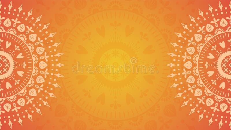 Flower Mandala On Orange Background Festive Folk Floral Illustration Stock Vector Illustration Of Asian Hand