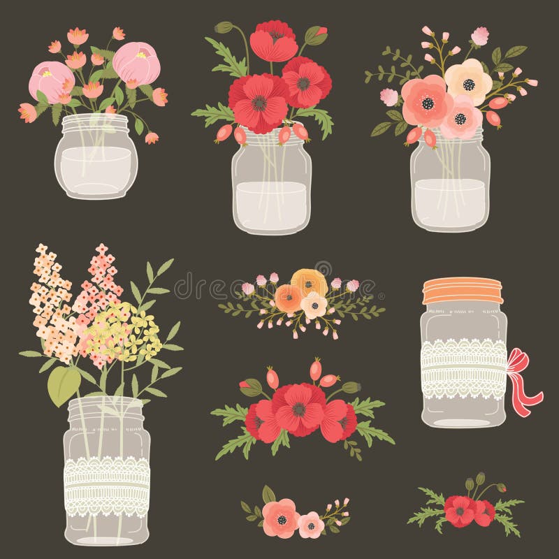 Flower in mason jars.