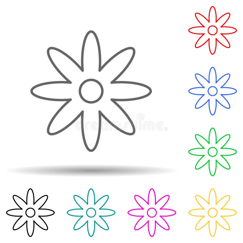 Flower multi color style icon. Simple thin line, outline vector of leaves and flowers icons for ui and ux, website or mobile royalty free illustration