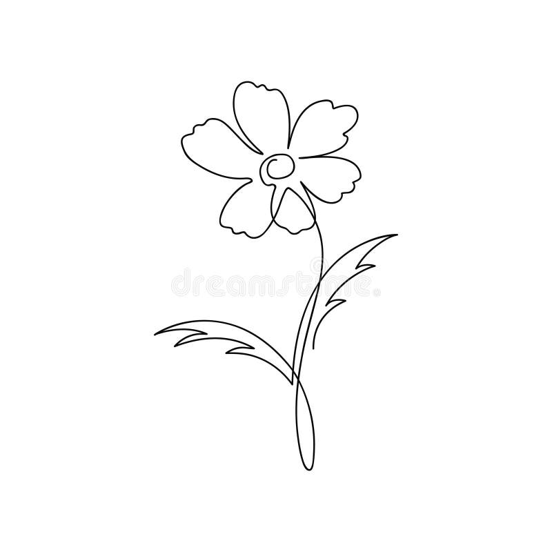 Flower one line drawing. Continuous line flower. Hand-drawn minimalist illustration. royalty free illustration